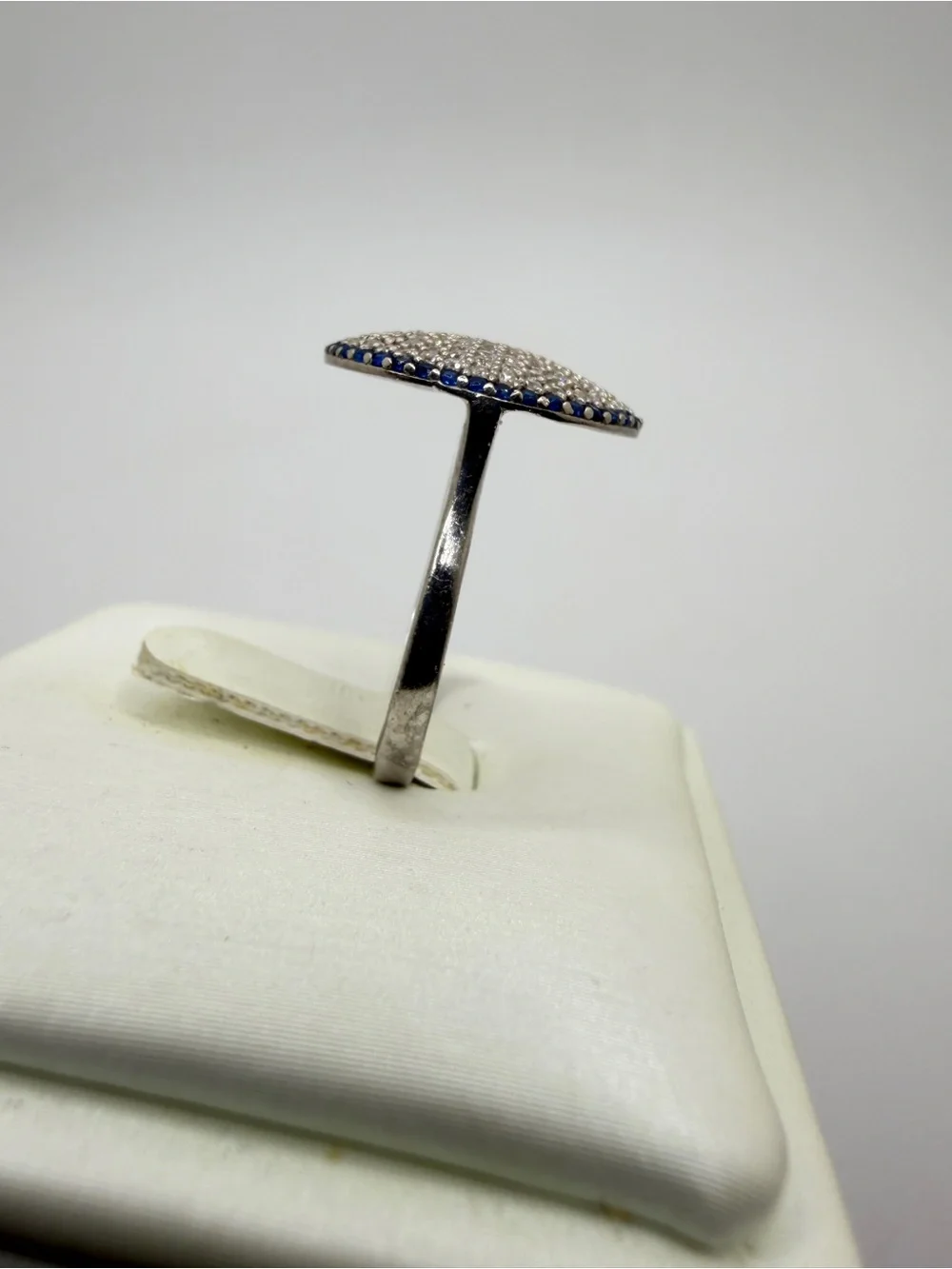Lab created sapphire and cubic zirconia‎ statement ring in sterling silver!